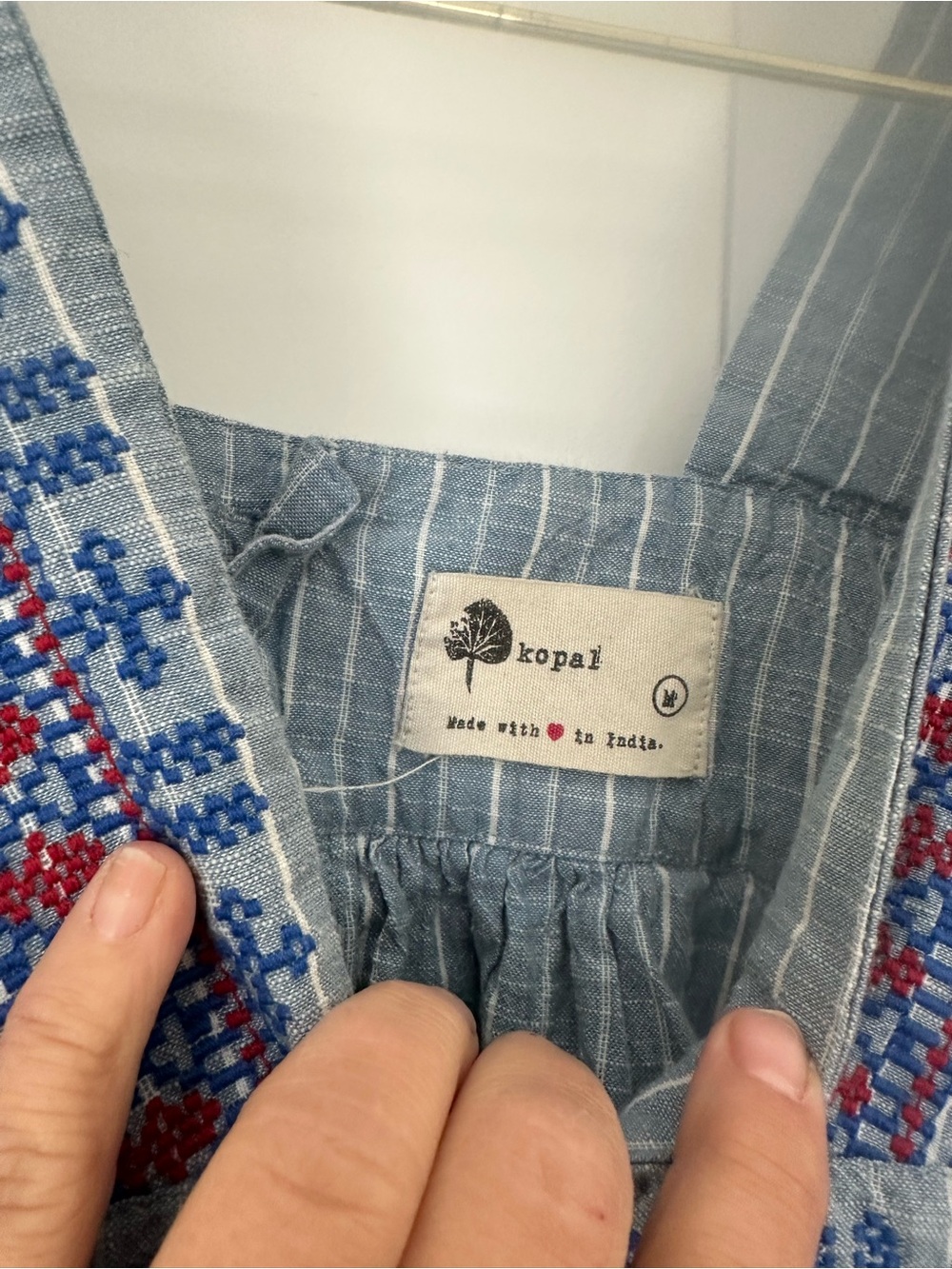 Kopari Leland Blue Pinstripe Embroidered Crop‎ Top Anthropologie M - Picture 4 of 4
